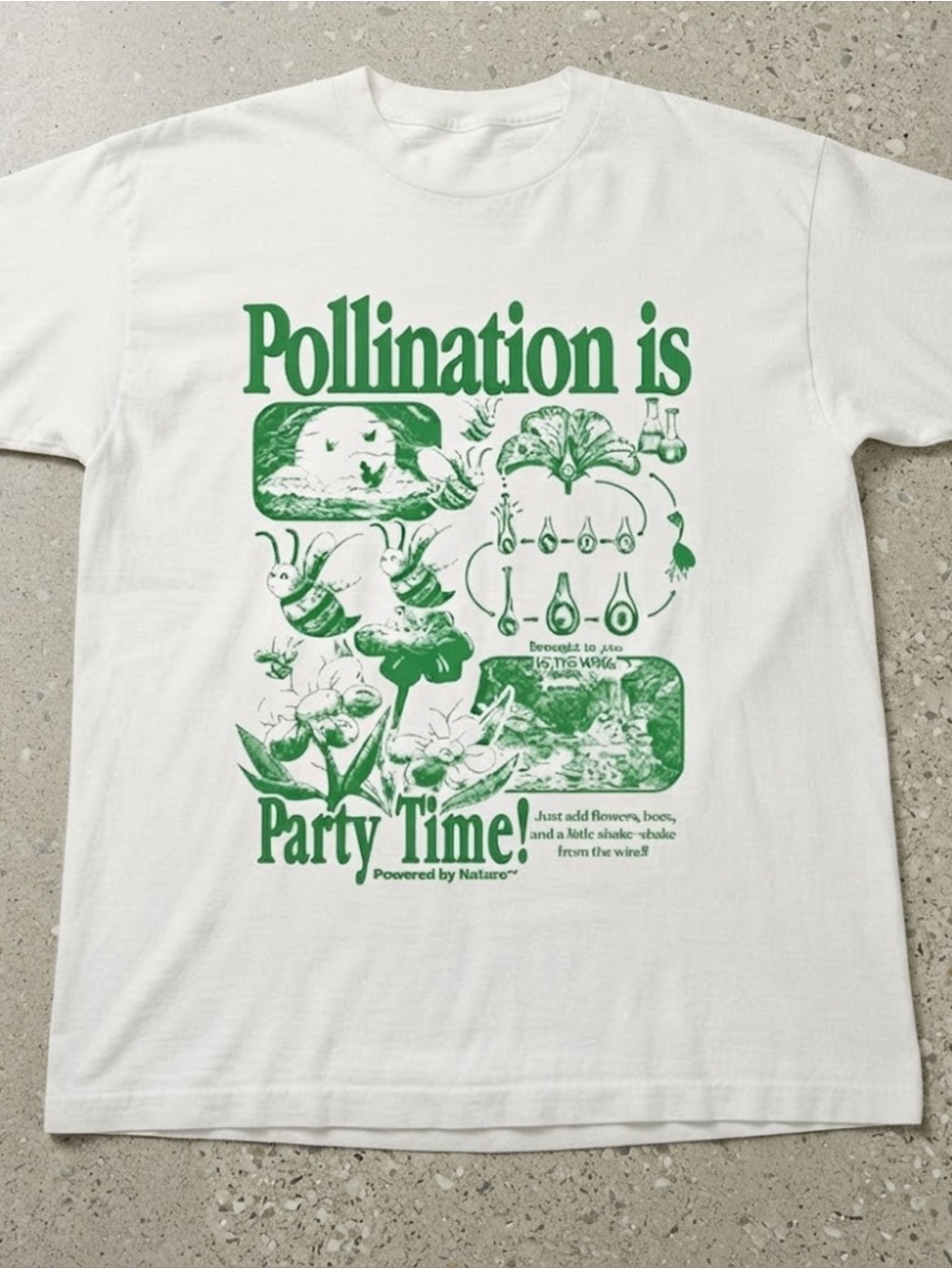 Pollination Party Time Nature Graphic T-Shirt Unisex White Gildan